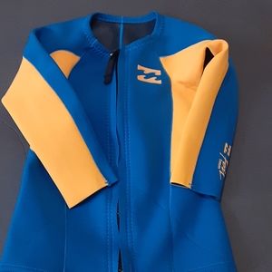 BILLABONG 2 Toddler Blue & Yellow  LS   Wetsuit Top